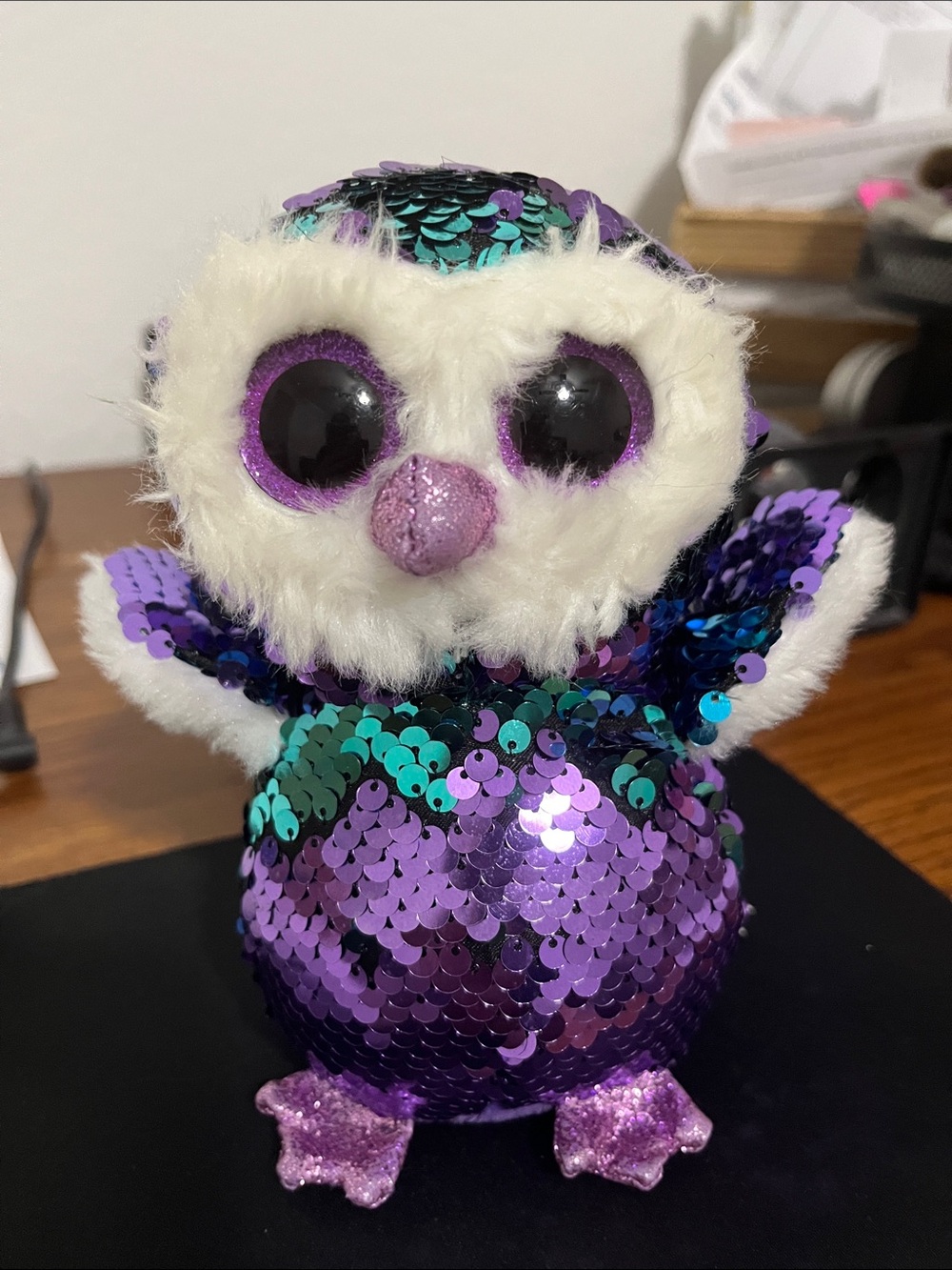 Ty Purple Teal Sequin Owl Plush “Moonlight”